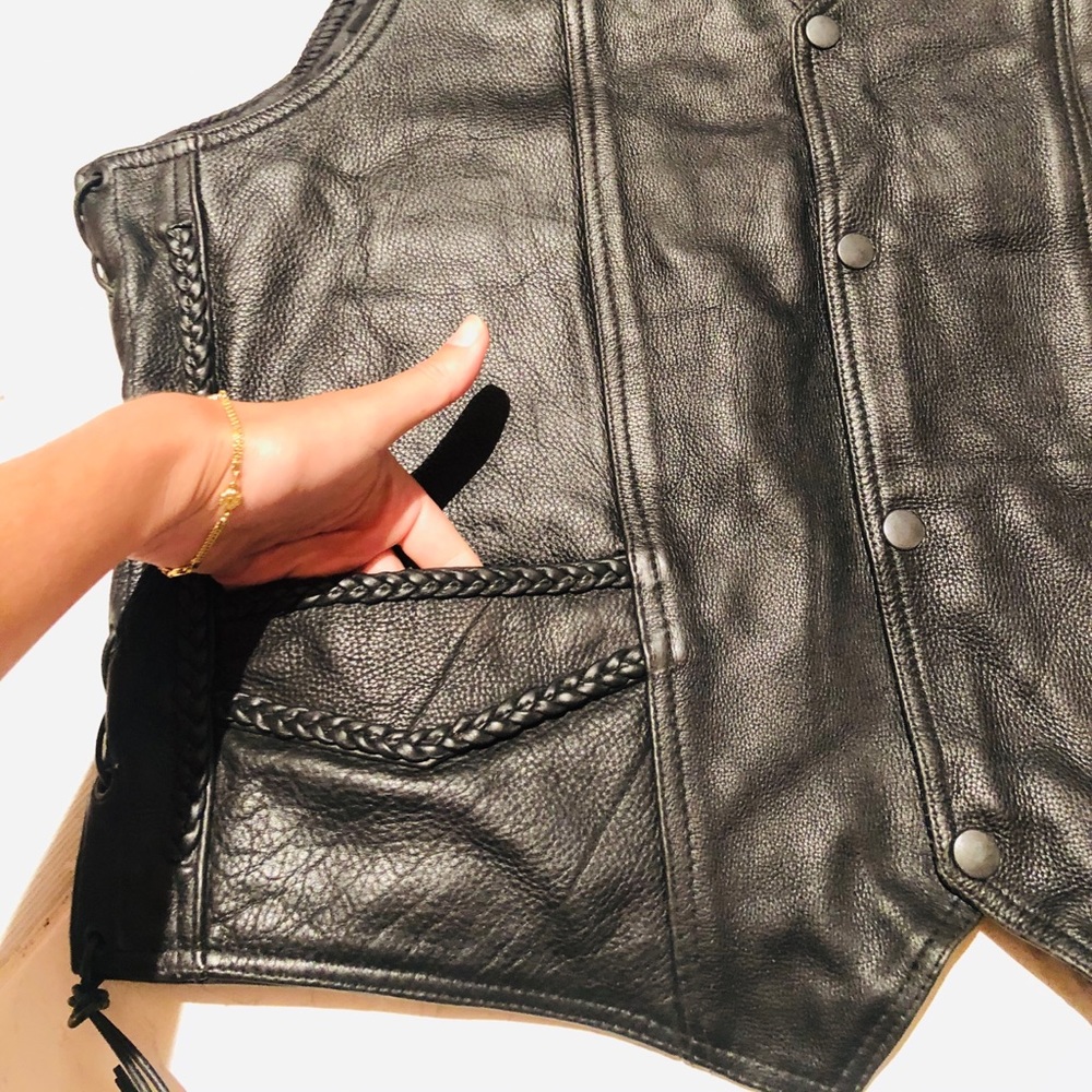 GENUINE LEATHER BIKER VEST - Picture 3 of 5